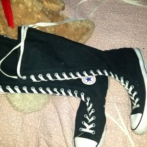 CONVERSE TALL SHOES ( RARE!! ) - black with white laces SIZE 11 womens/ 9 mens